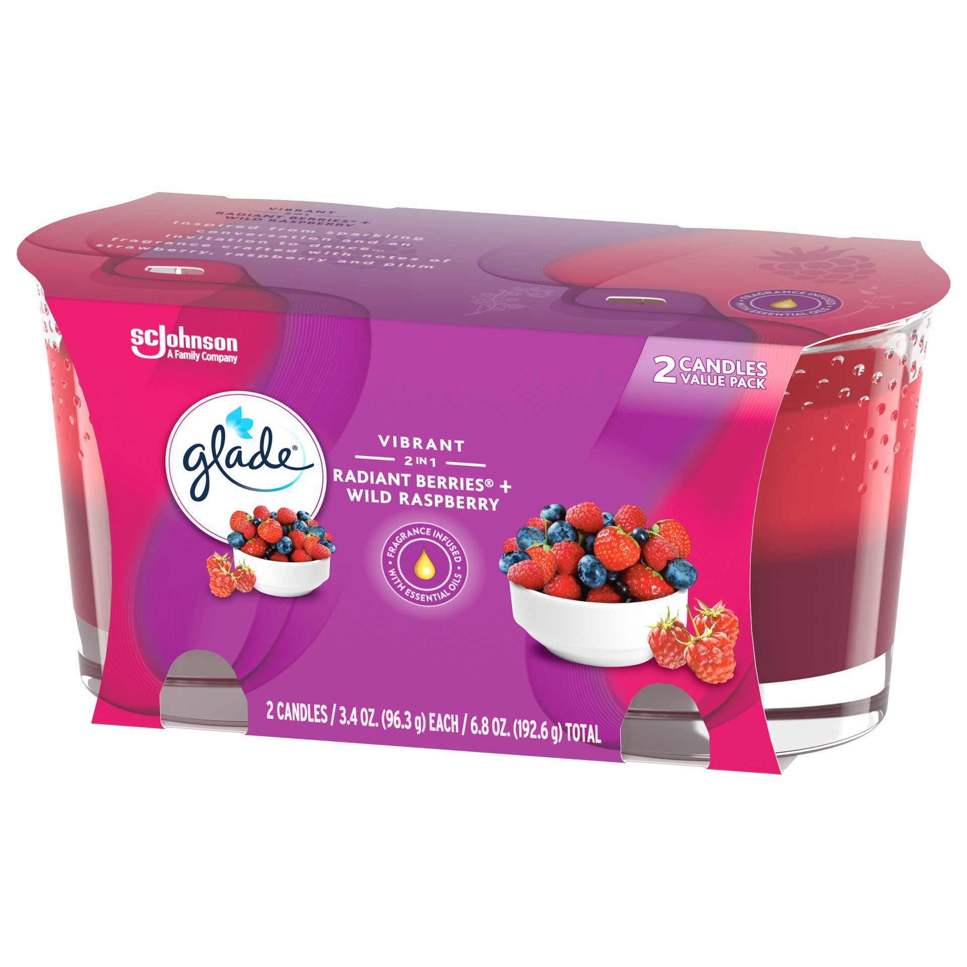 slide 4 of 5, Glade Jar Candle 2 CT, Radiant Berries & Wild Raspberry, 6.8OZ, 6.8 oz