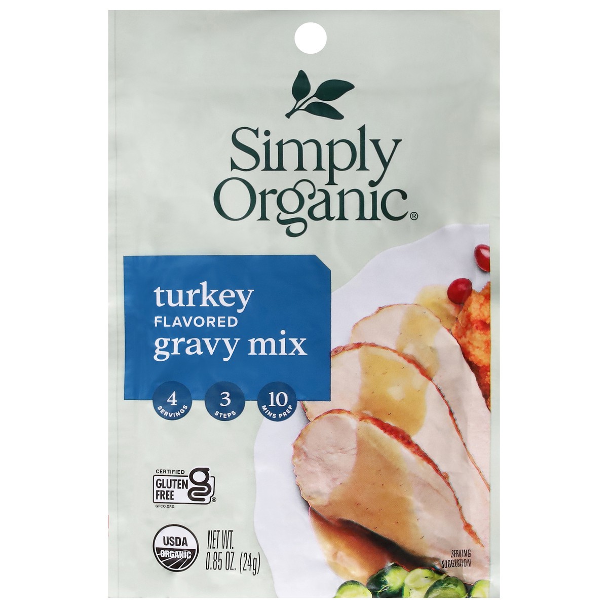 slide 1 of 9, Simply Organic Turkey Flavored Gravy Mix, 0.85 oz