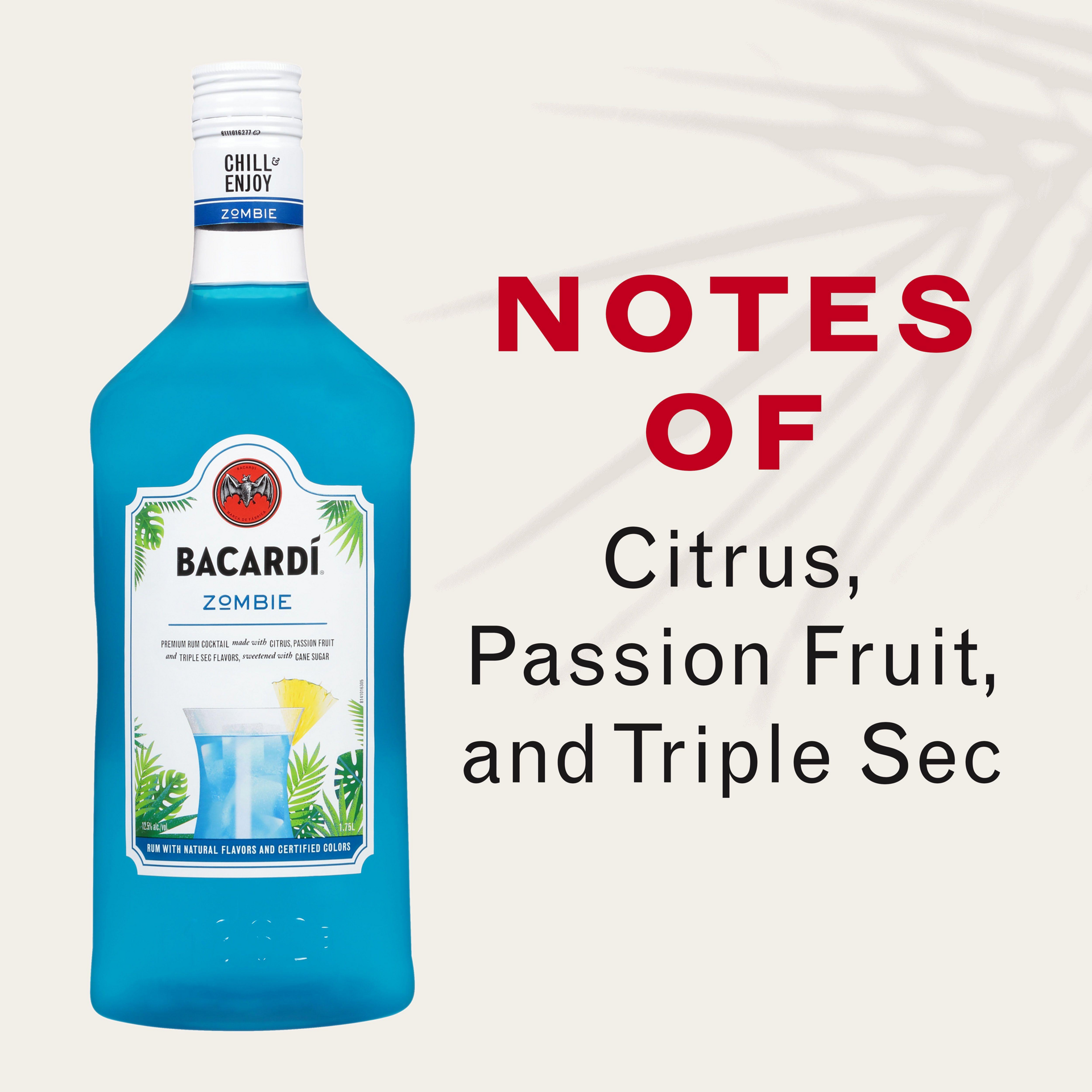 slide 2 of 5, Bacardí Bacardi Zombie Ready To Serve Premium Rum Cocktail, Gluten Free 12.5% 175Cl/1.75L, 1.75 liter