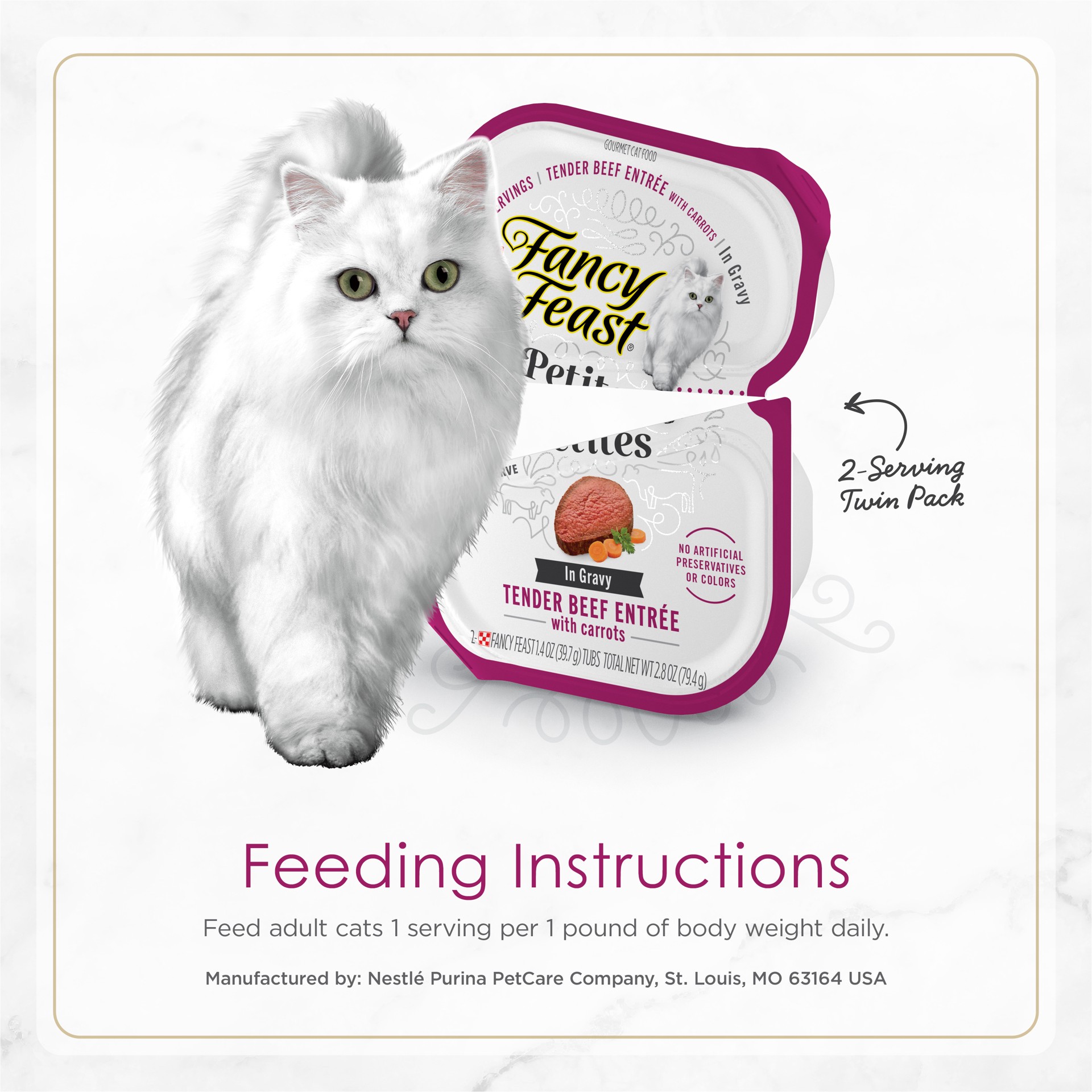 slide 4 of 7, Fancy Feast Purina Fancy Feast Gourmet Gravy Wet Cat Food, Petites Tender Beef With Carrots Entree - 2.8 oz. Tub, 2 ct