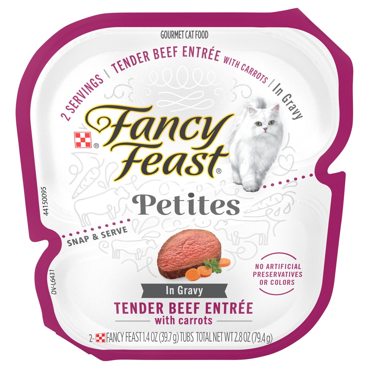 slide 1 of 7, Fancy Feast Purina Fancy Feast Gourmet Gravy Wet Cat Food, Petites Tender Beef With Carrots Entree - 2.8 oz. Tub, 2 ct