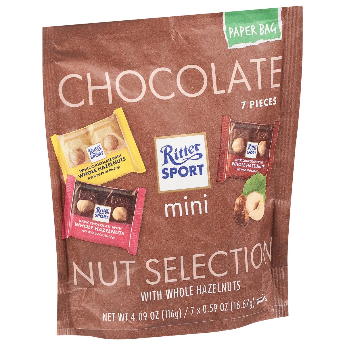 slide 3 of 9, Ritter Sport Mini Chocolate Nut Selection with Whole Hazelnuts 7 - 0.59 oz ea, 7 ct