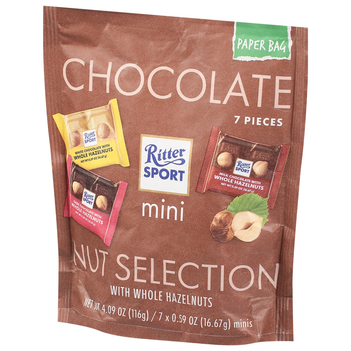 slide 4 of 9, Ritter Sport Mini Chocolate Nut Selection with Whole Hazelnuts 7 - 0.59 oz ea, 7 ct
