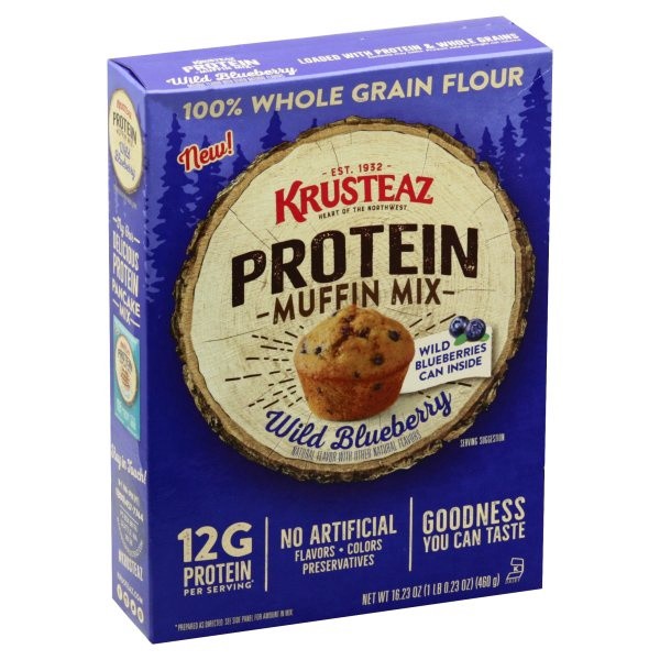 slide 1 of 9, Krusteaz Wild Blueberry Protein Muffin Mix, 20 oz