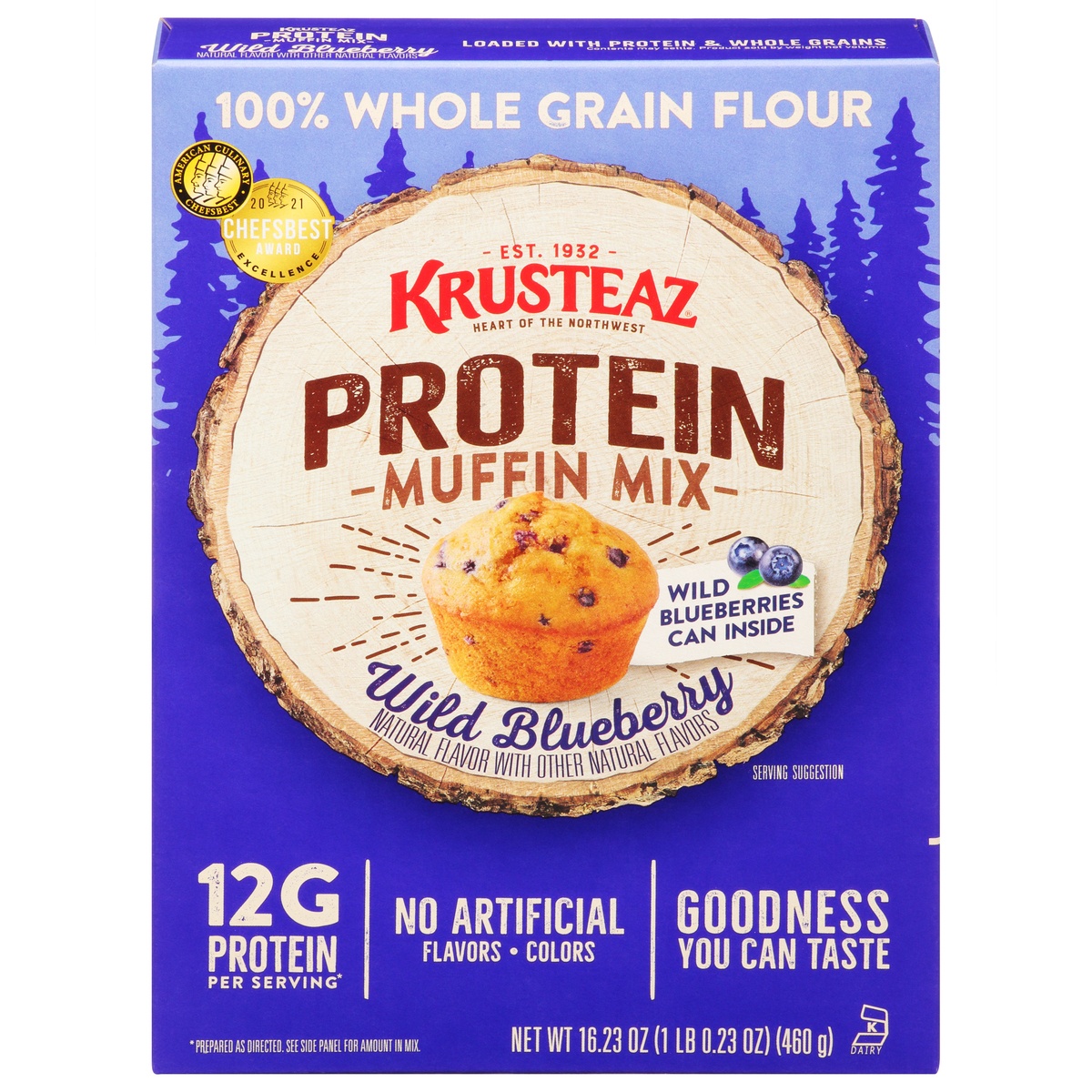 slide 1 of 1, Krusteaz Protein Blueberry Muffin Mix, 16.23 oz