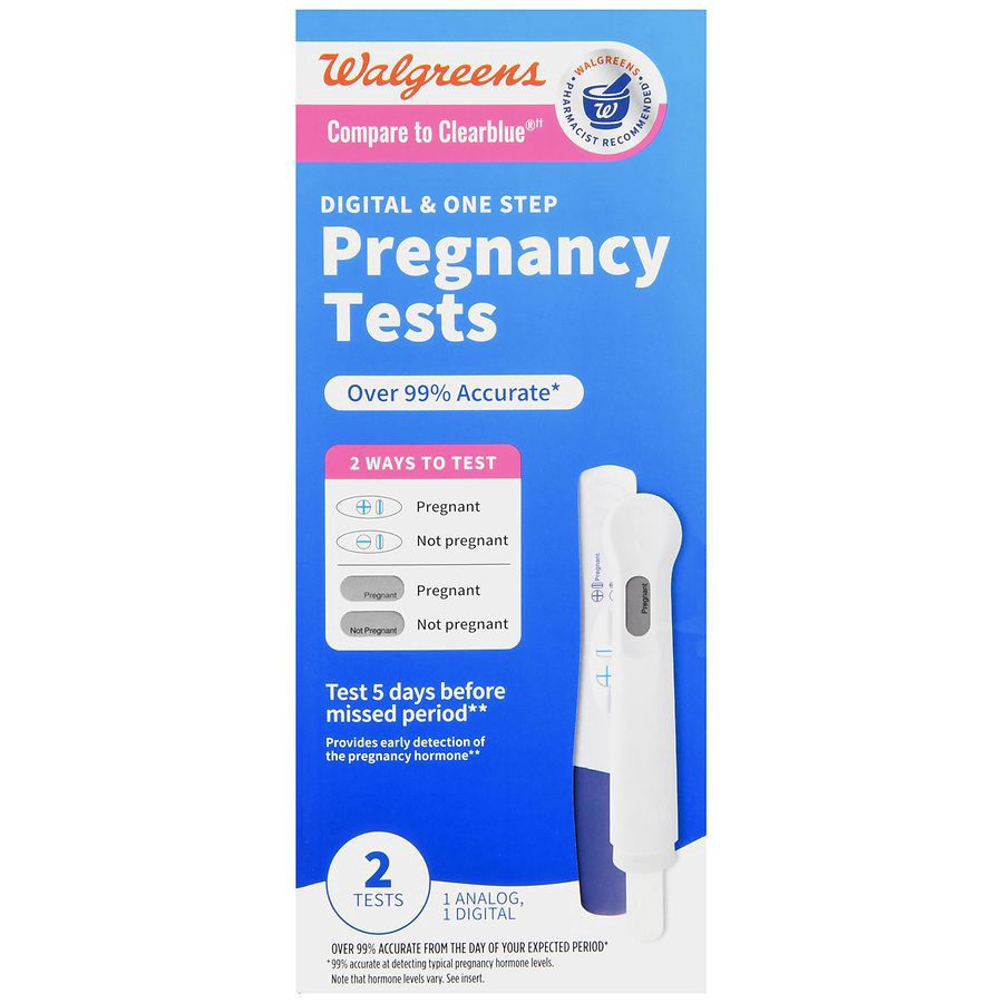 slide 3 of 5, Walgreens Digital & Analog Pregnancy Test, 2 ct