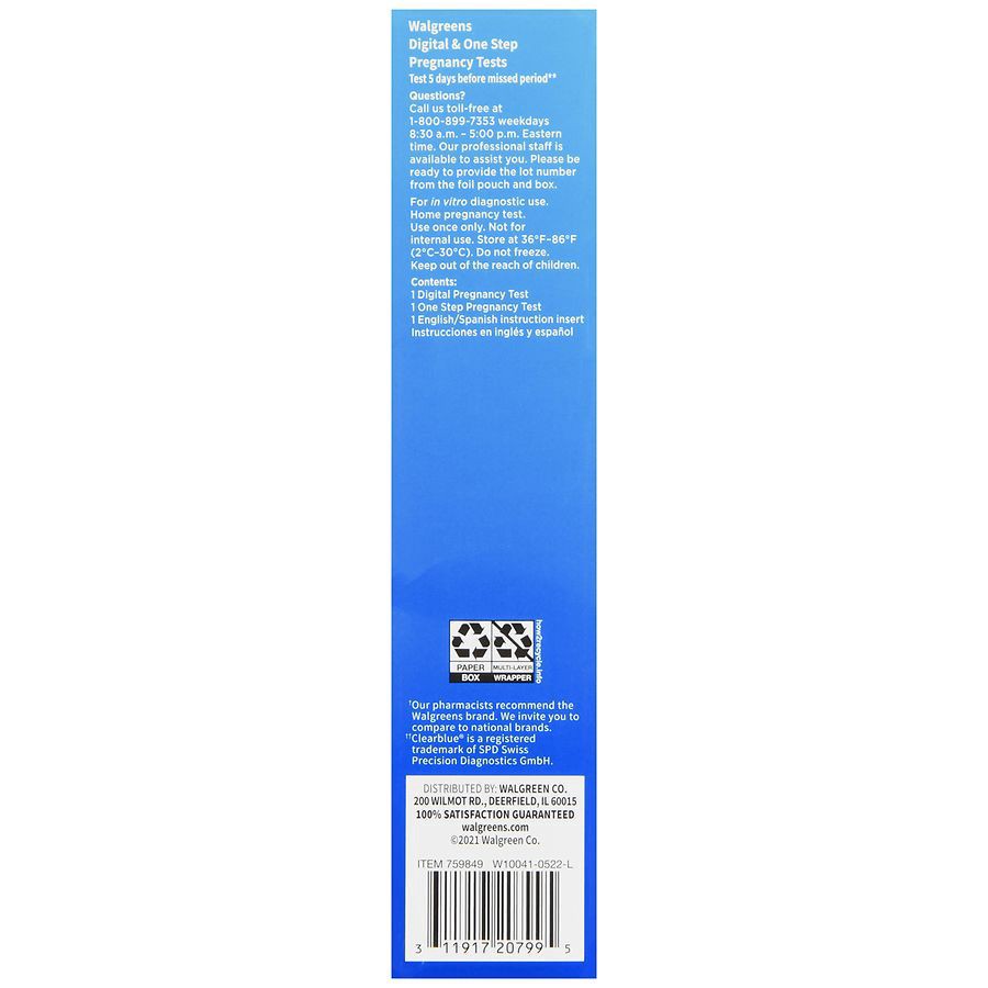 slide 2 of 5, Walgreens Digital & Analog Pregnancy Test, 2 ct