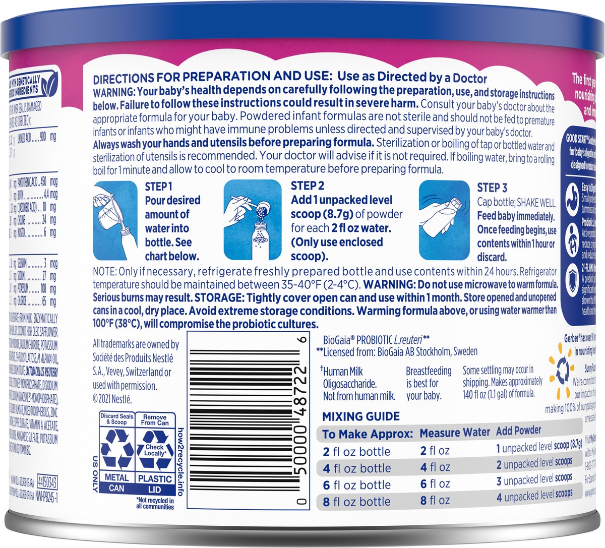 slide 4 of 9, Gerber Good Start, Baby Formula Powder, SoothePro, Stage 1, 19.4 Ounce, 19.4 oz