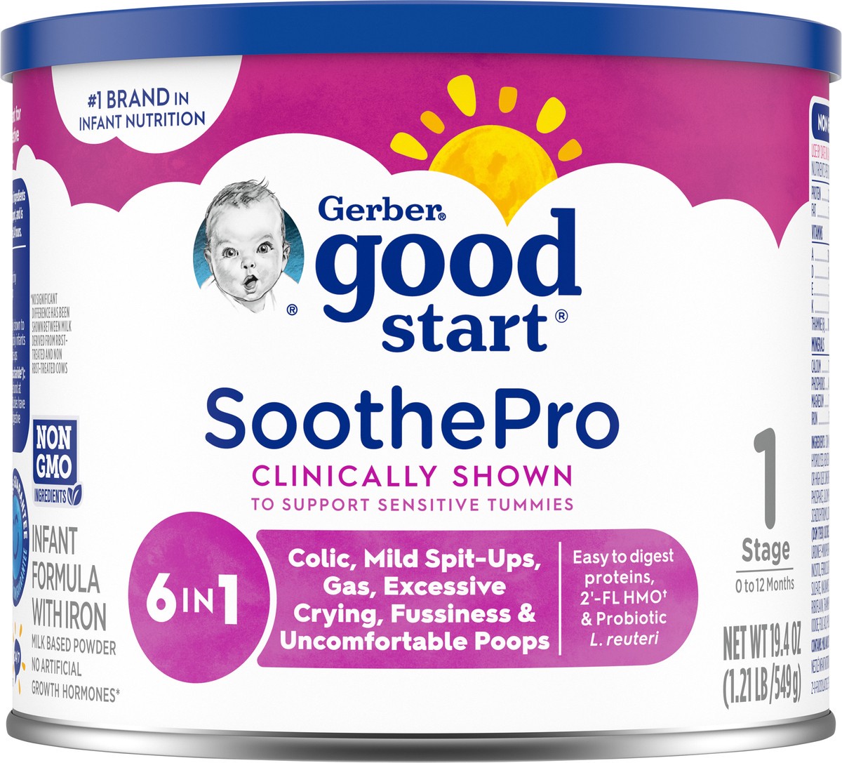 slide 7 of 9, Gerber Good Start, Baby Formula Powder, SoothePro, Stage 1, 19.4 Ounce, 19.4 oz