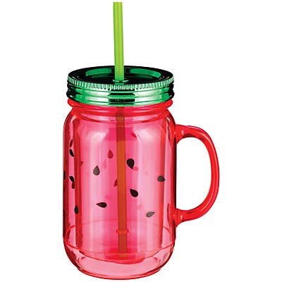 slide 1 of 1, Haven & Key Watermelon Melamine Mason Jar Tumbler with Straw, 18 oz