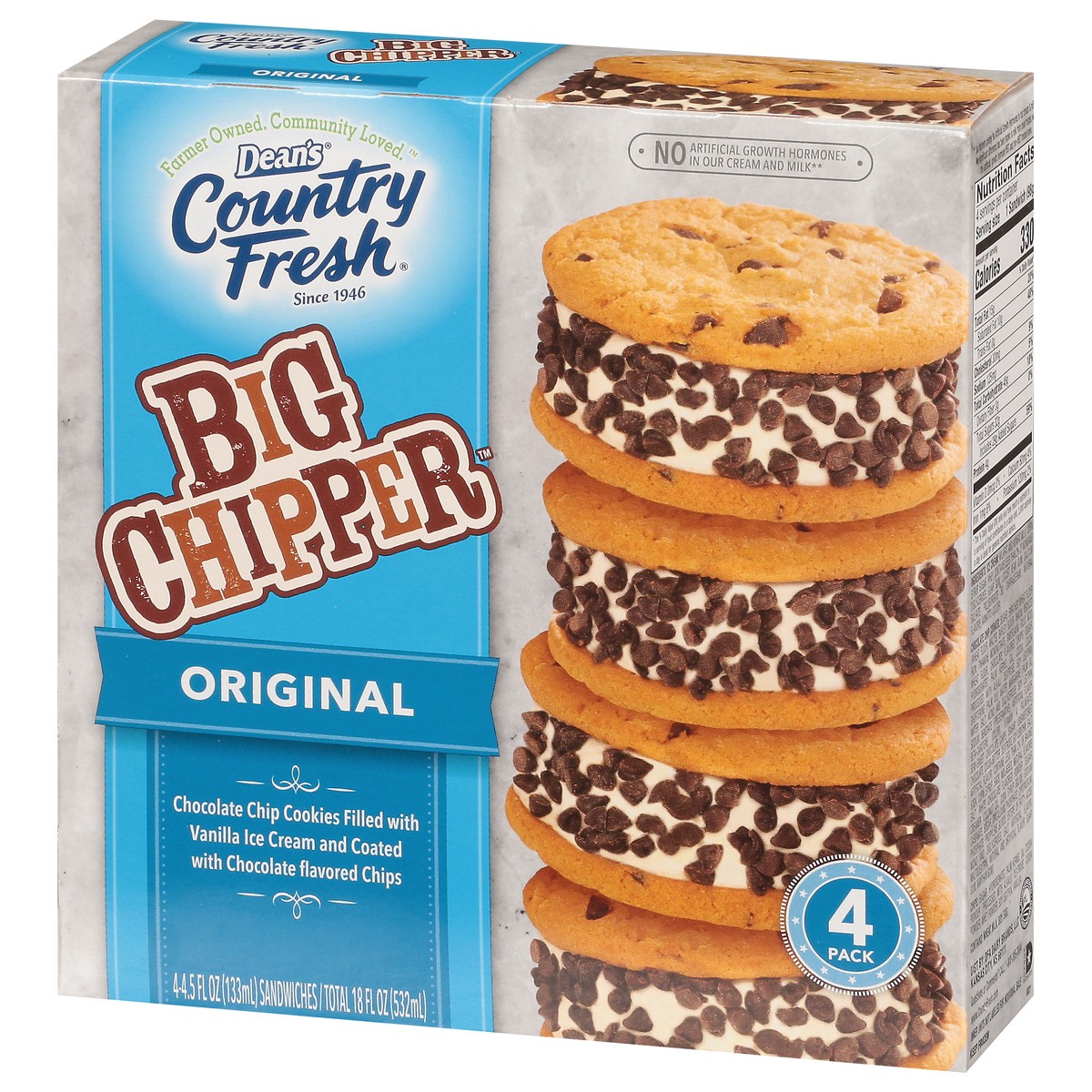 slide 11 of 14, Country Fresh Big Chipper Chocolate Chip Cookie Sandwiches 4 - 4.5 fl oz Sandwiches, 4 ct