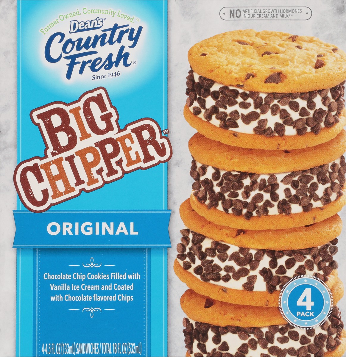 slide 13 of 14, Country Fresh Big Chipper Chocolate Chip Cookie Sandwiches 4 - 4.5 fl oz Sandwiches, 4 ct