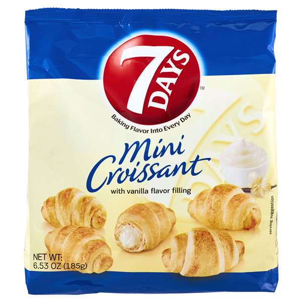 slide 1 of 1, 7DAYS Mini Croissant with Vanilla Filling, 6.53 oz