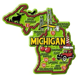 Penrod/Hiawatha Flexible Michigan Map Magnet - Green