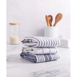 Hy-Vee Seasons Tea Towels In White And Echo Blue, Set Of 3