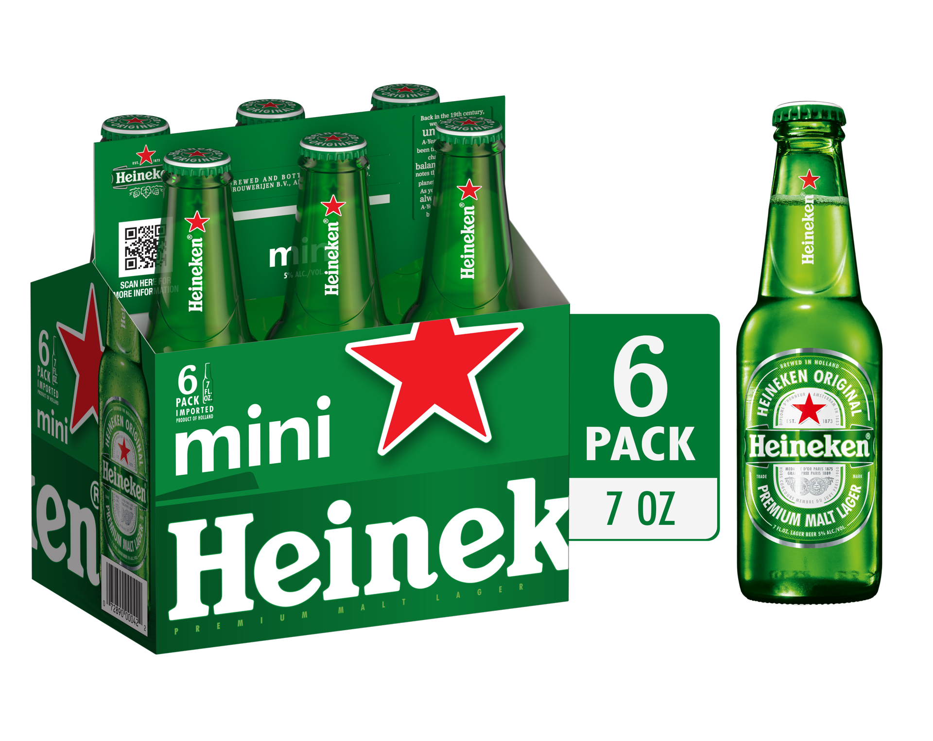 slide 1 of 4, Heineken Original Lager Beer, 6 Pack, 7 fl oz Bottles, 7 oz