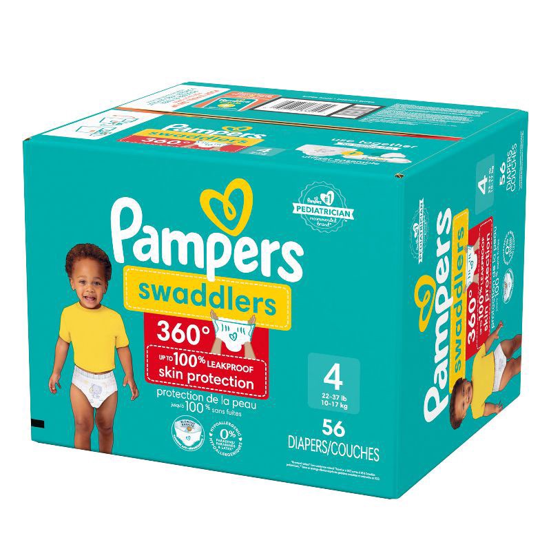 slide 6 of 13, Pampers Swaddlers 360 Pull-On Diapers, Size 4, 56 Count for up to 100% Leakproof Skin Protection and Easy Changes, 56 ct