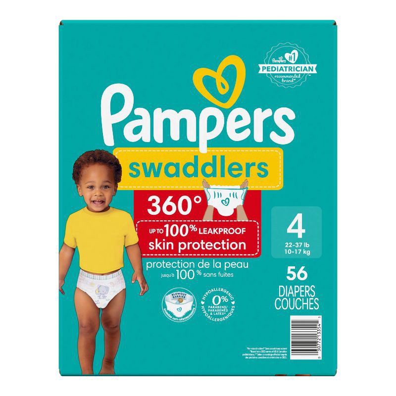 slide 4 of 13, Pampers Swaddlers 360 Pull-On Diapers, Size 4, 56 Count for up to 100% Leakproof Skin Protection and Easy Changes, 56 ct