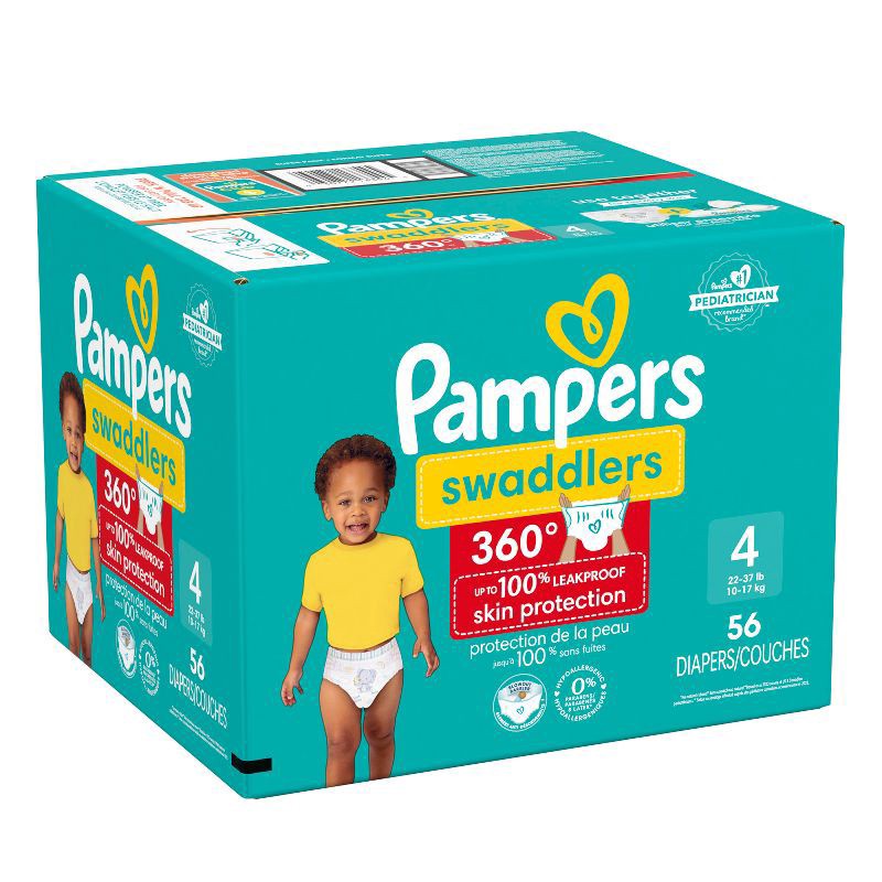 slide 12 of 13, Pampers Swaddlers 360 Pull-On Diapers, Size 4, 56 Count for up to 100% Leakproof Skin Protection and Easy Changes, 56 ct