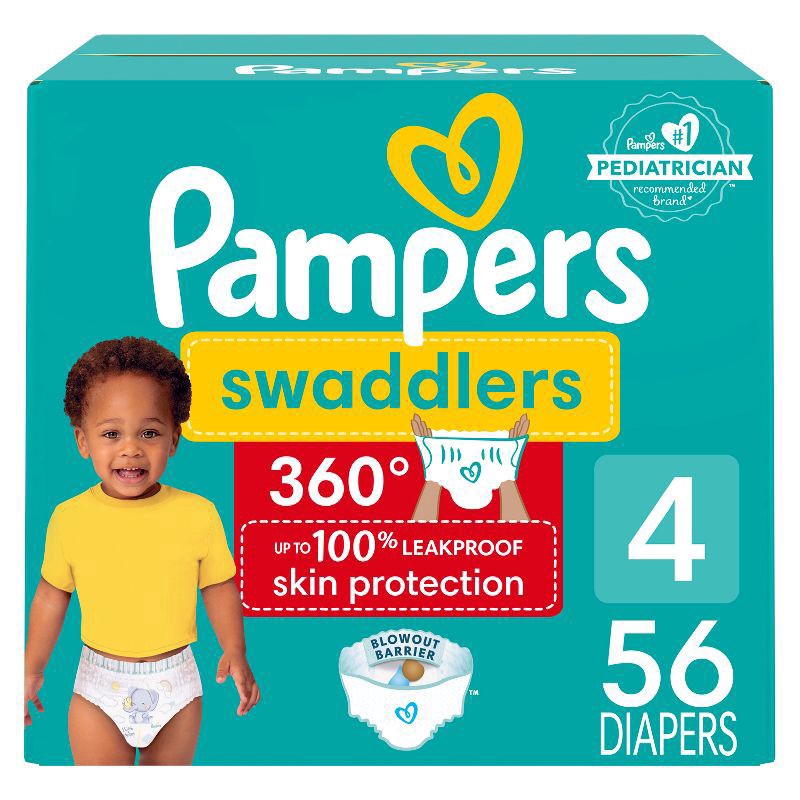 slide 1 of 13, Pampers Swaddlers 360 Pull-On Diapers, Size 4, 56 Count for up to 100% Leakproof Skin Protection and Easy Changes, 56 ct