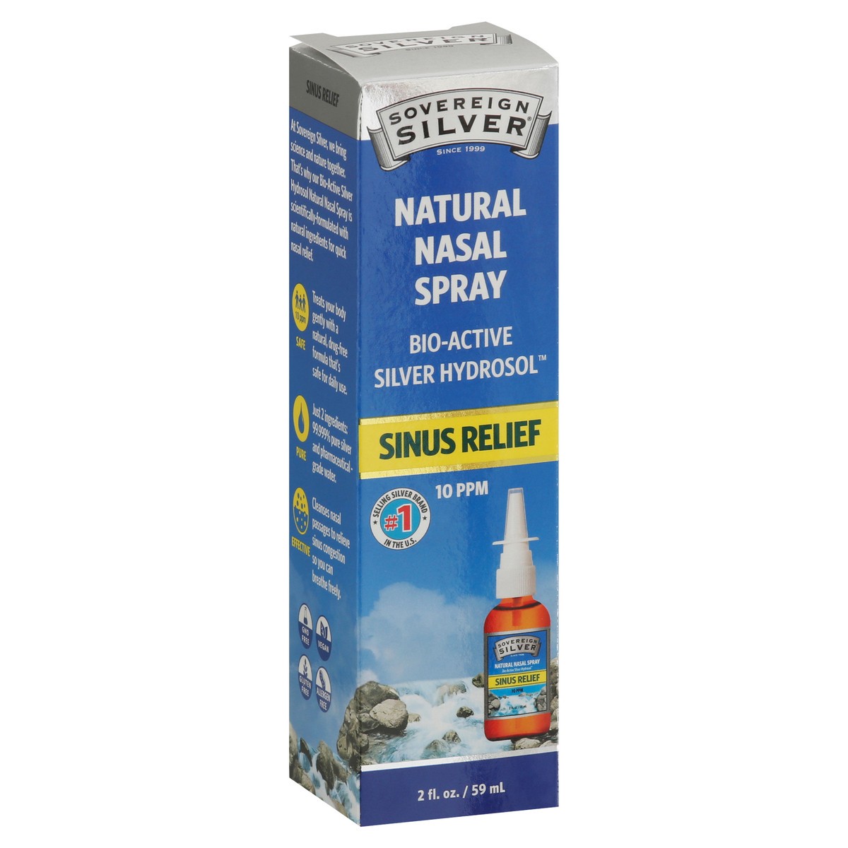 slide 7 of 9, Sovereign Silver Natural Nasal Spray 10 PPM Bio-Active Silver Hydrosol Sinus Relief 2 fl oz, 2 fl oz