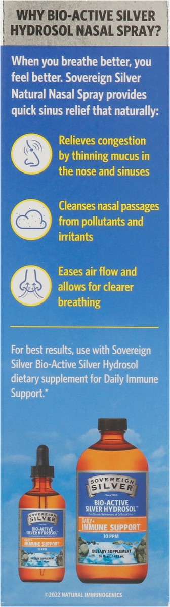 slide 8 of 9, Sovereign Silver Natural Nasal Spray 10 PPM Bio-Active Silver Hydrosol Sinus Relief 2 fl oz, 2 fl oz