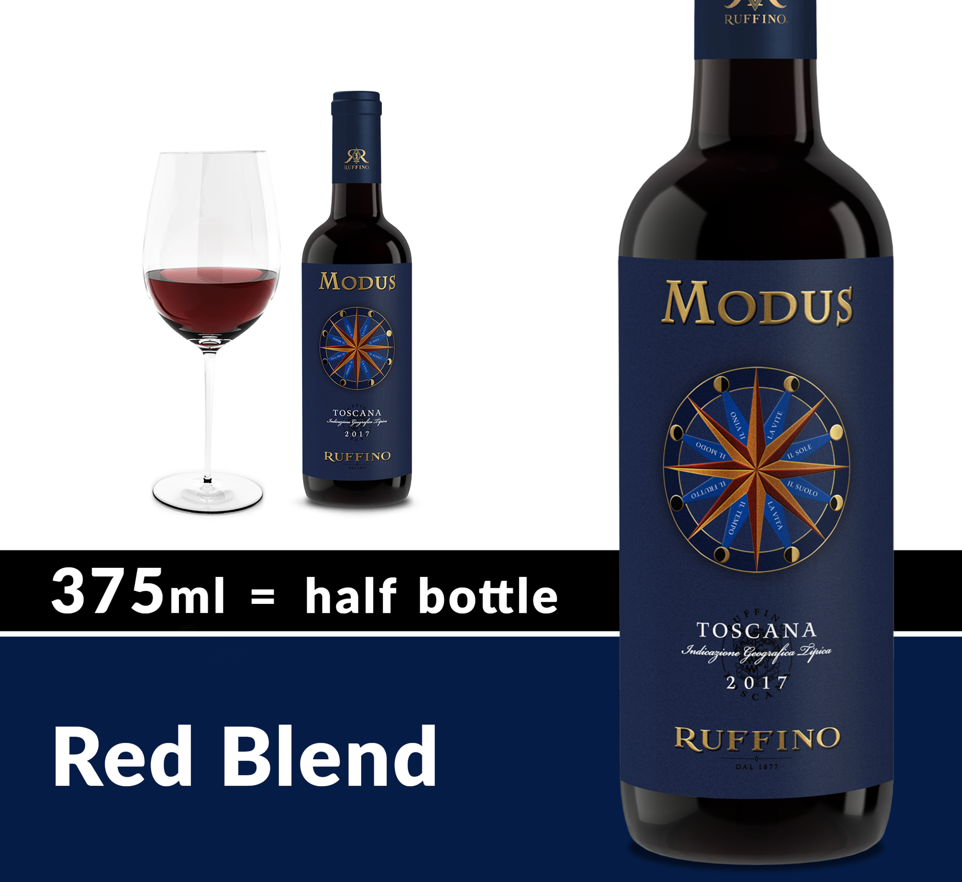 slide 9 of 10, Ruffino Modus Toscana IGT, Italian Red Wine, 375 mL Half Bottle, 12.68 fl oz