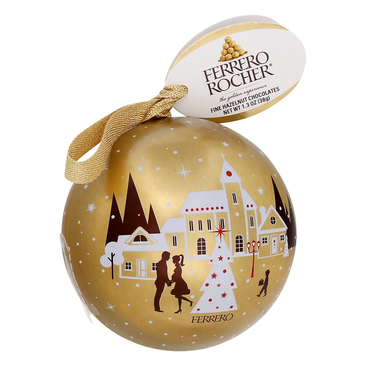 slide 2 of 9, Ferrero Rocher Fine Hazelnut Chocolates, Tin Ornament - 1.3oz/3pc, 1.3 oz