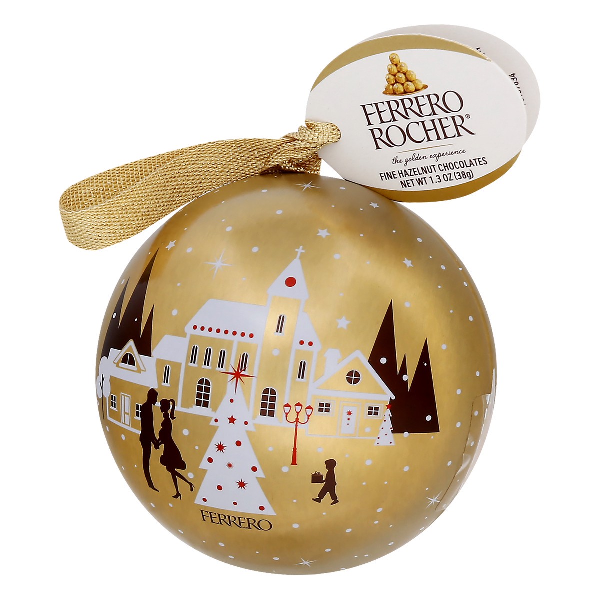 slide 6 of 9, Ferrero Rocher Fine Hazelnut Chocolates, Tin Ornament - 1.3oz/3pc, 1.3 oz