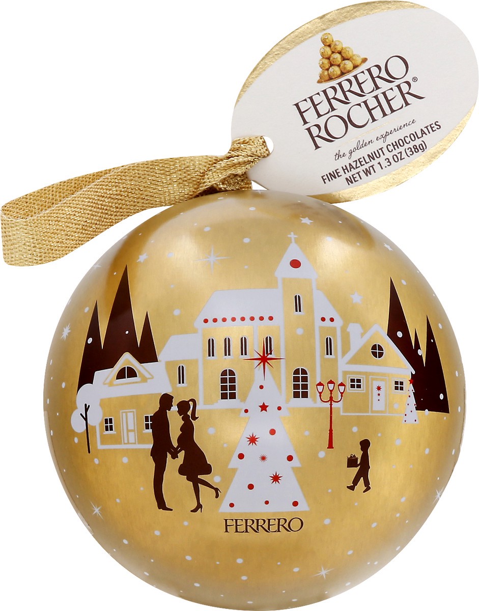 slide 8 of 9, Ferrero Rocher Fine Hazelnut Chocolates, Tin Ornament - 1.3oz/3pc, 1.3 oz