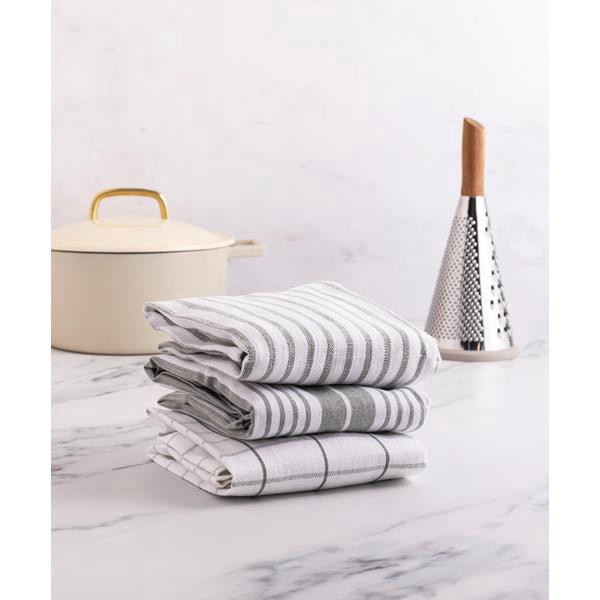 slide 1 of 1, Hy-Vee Seasons Tea Towels In White And Dusk Green, Set Of 3, 1 ct