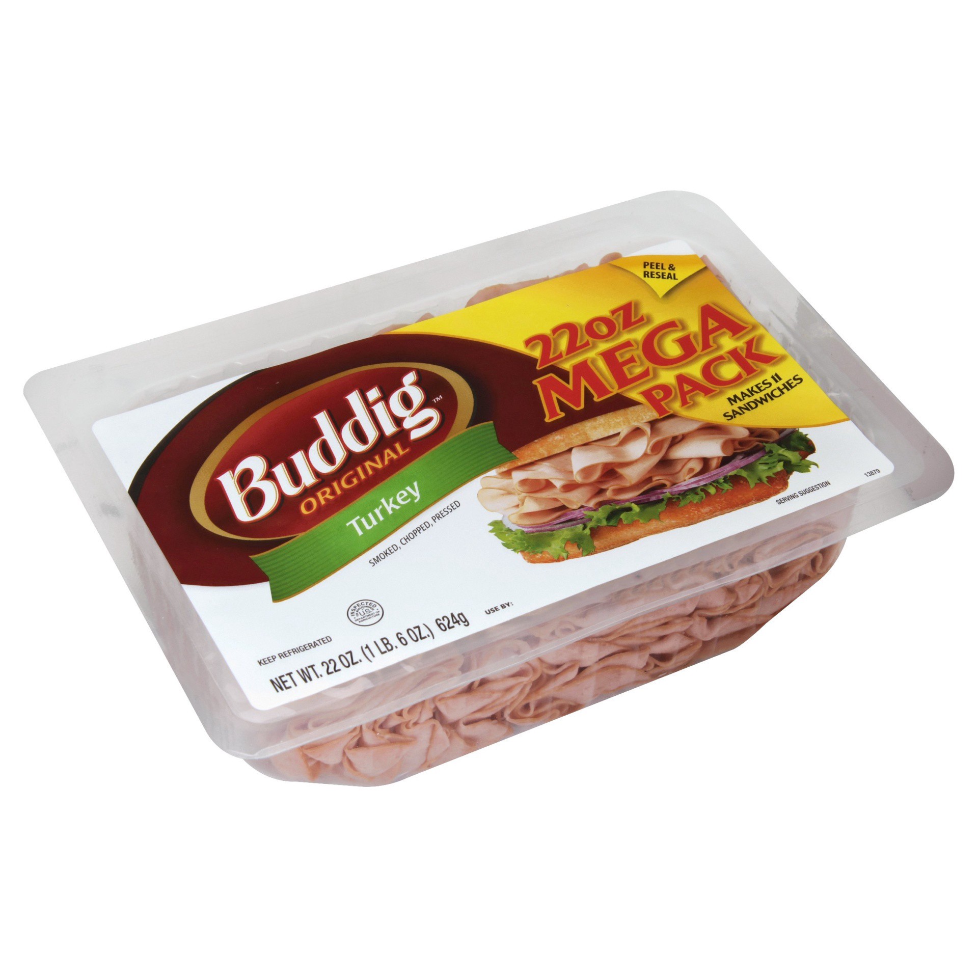 slide 1 of 7, Buddig Smoked Turkey MEGA Pack 22oz, 22 oz