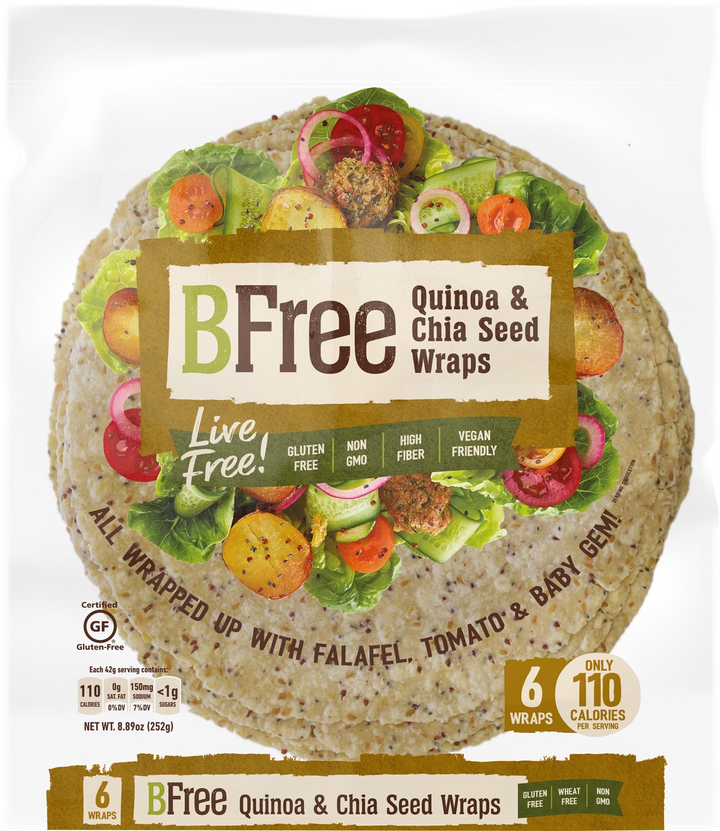 slide 4 of 8, BFree Quinoa & Chia Seed Wrap, 8.89 oz