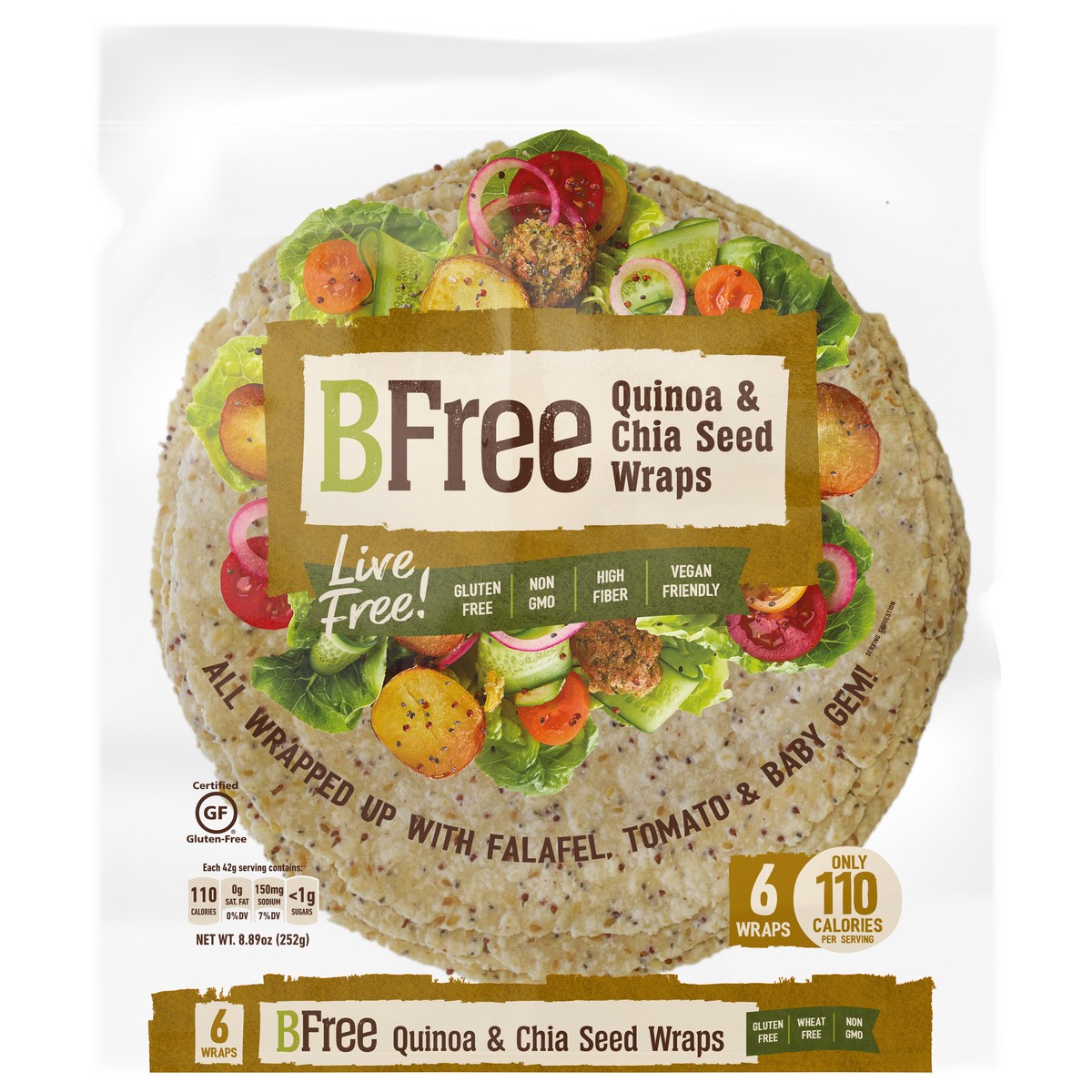 slide 1 of 8, BFree Quinoa & Chia Seed Wrap, 8.89 oz
