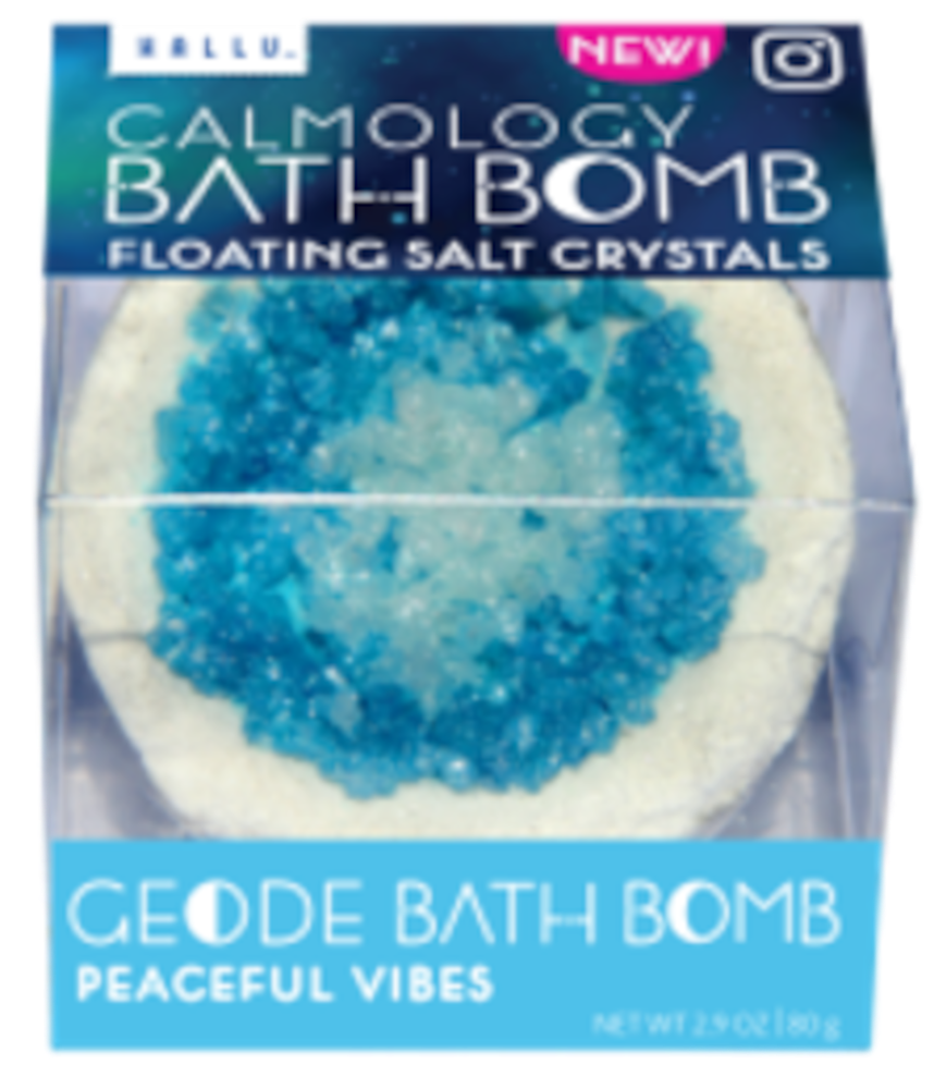 slide 1 of 9, Hallu Calmology Peaceful Vibes Cosmic Geode Bath Bomb, 2.99 oz