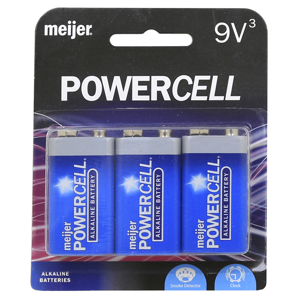 slide 1 of 2, Meijer Powercell Battery 9V, 3 ct