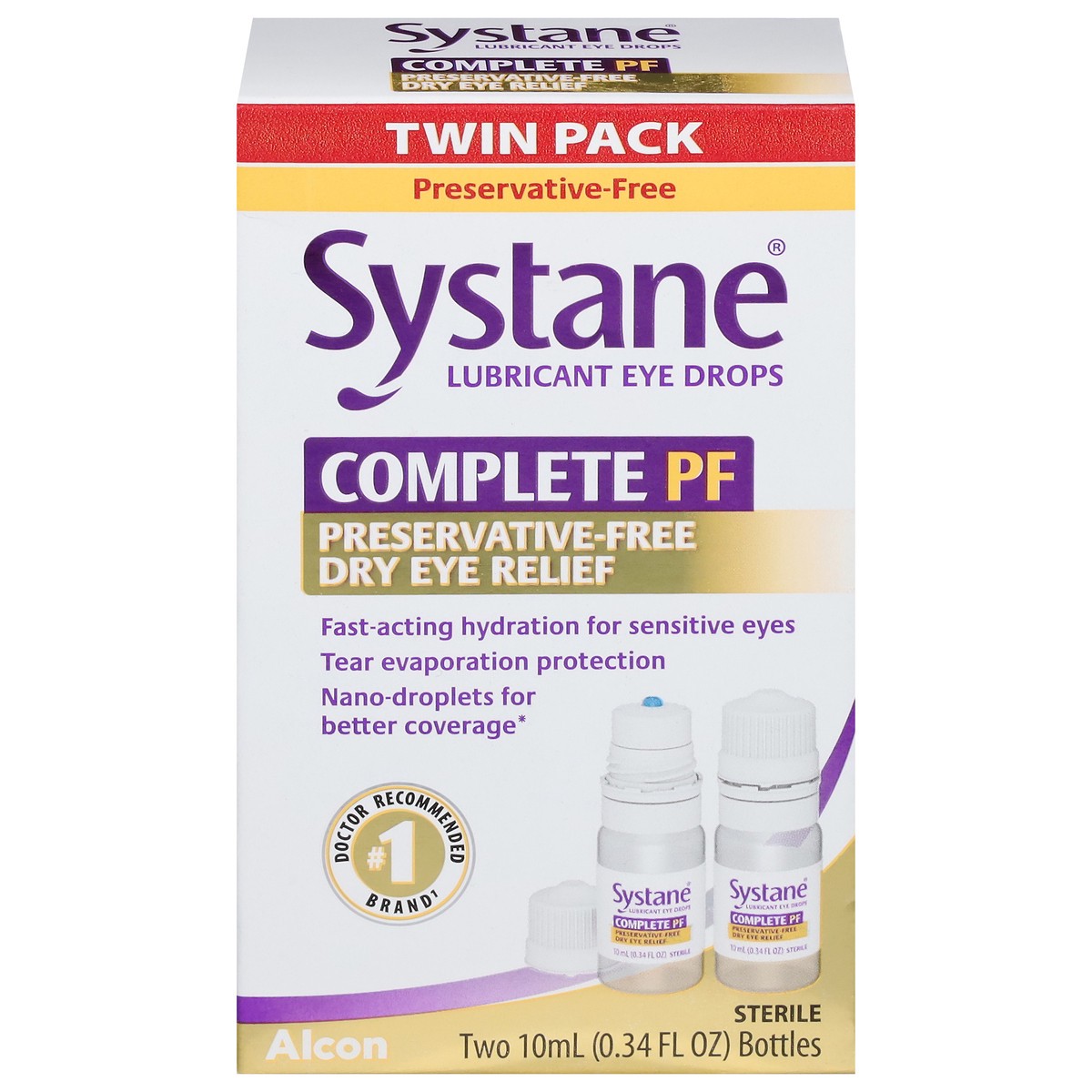 slide 1 of 13, Systane Complete PF Lubricant Eye Drops Twin Pack 2 - 0.34 oz Bottles, 20 ml