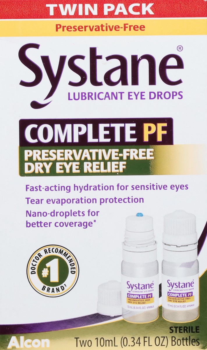 slide 8 of 13, Systane Complete PF Lubricant Eye Drops Twin Pack 2 - 0.34 oz Bottles, 20 ml