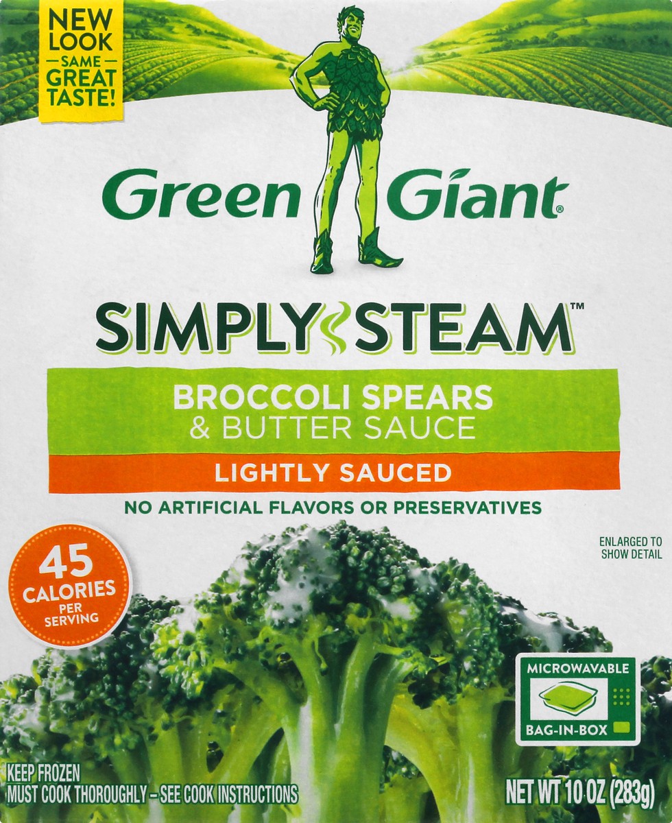 slide 1 of 11, Green Giant Simply Steam Lightly Sauced Broccoli Spears & Butter Sauce 10 oz, 10 oz