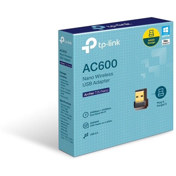 slide 5 of 10, TP-Link Ac600 Nano Usb Wireless Network Adapter, Archer T2U Nano, 1 ct
