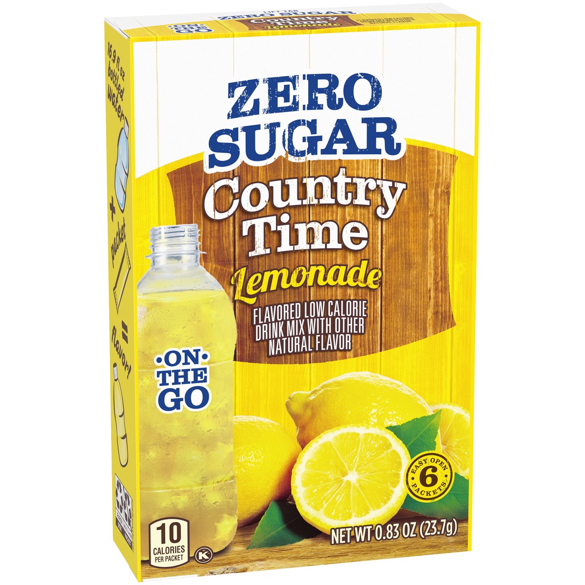 slide 3 of 9, Country Time Zero Sugar Lemonade Naturally Flavored Powdered Drink Mix, 6 ct On-the-Go Packets, 6 ct