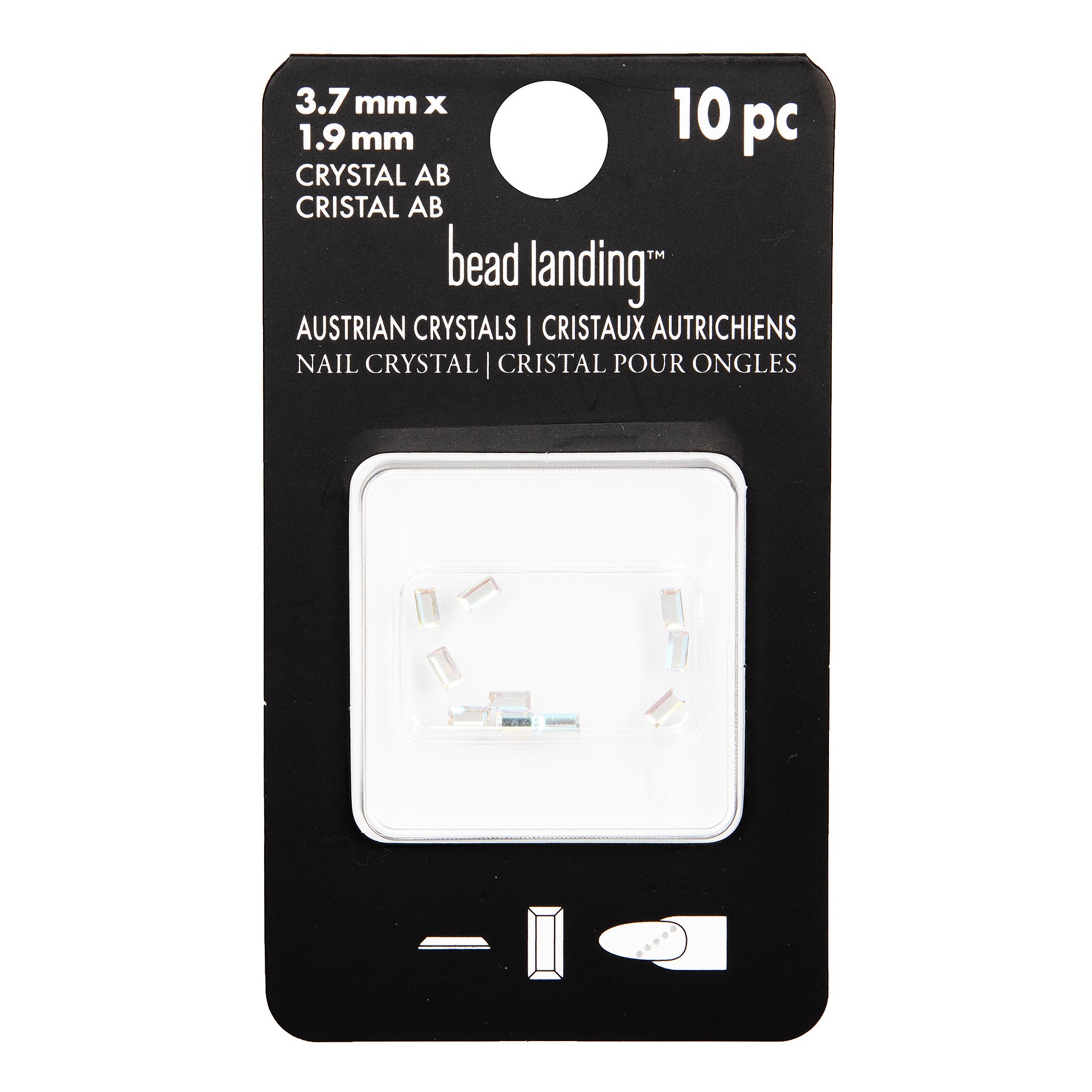 slide 3 of 4, 3.7mm Crystal Ab Baguette Glue-On Austrian Crystals By Bead Landing, 10ct., 7mm