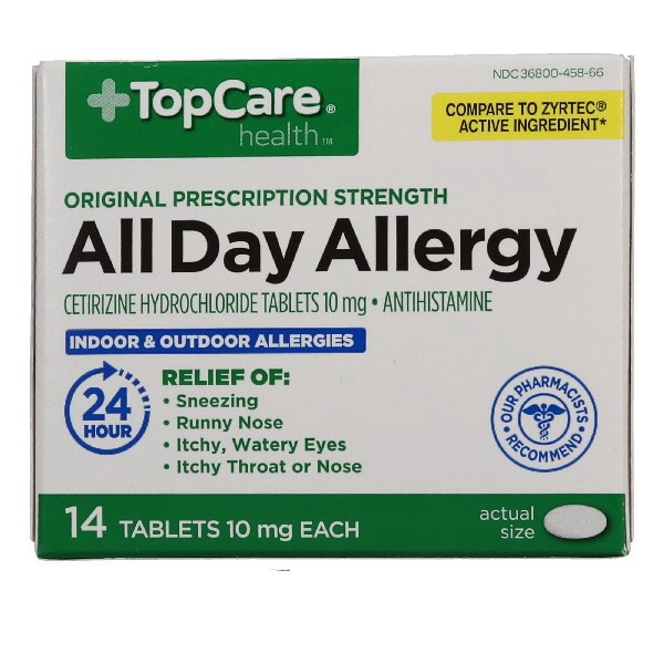 slide 1 of 9, TopCare Top Care Allergy Cetirizine 10Mg, 14 ct