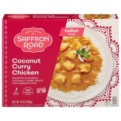 Saffron Road Frozen Coconut Curry Chicken - High Protein, Chickens Raised with No Antibiotics, No Artificial Ingredients, Gluten-Free - 10 oz