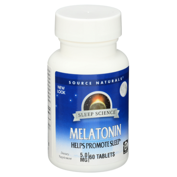 slide 1 of 1, Source Naturals 5mg Melatonin for Occasional Sleeplessness, 60 ct