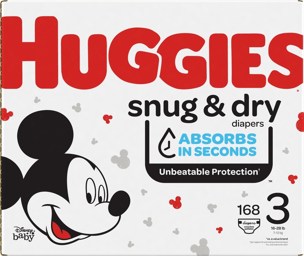 slide 1 of 5, Huggies Snug & Dry Disposable Diapers Huge Pack, 168 ct