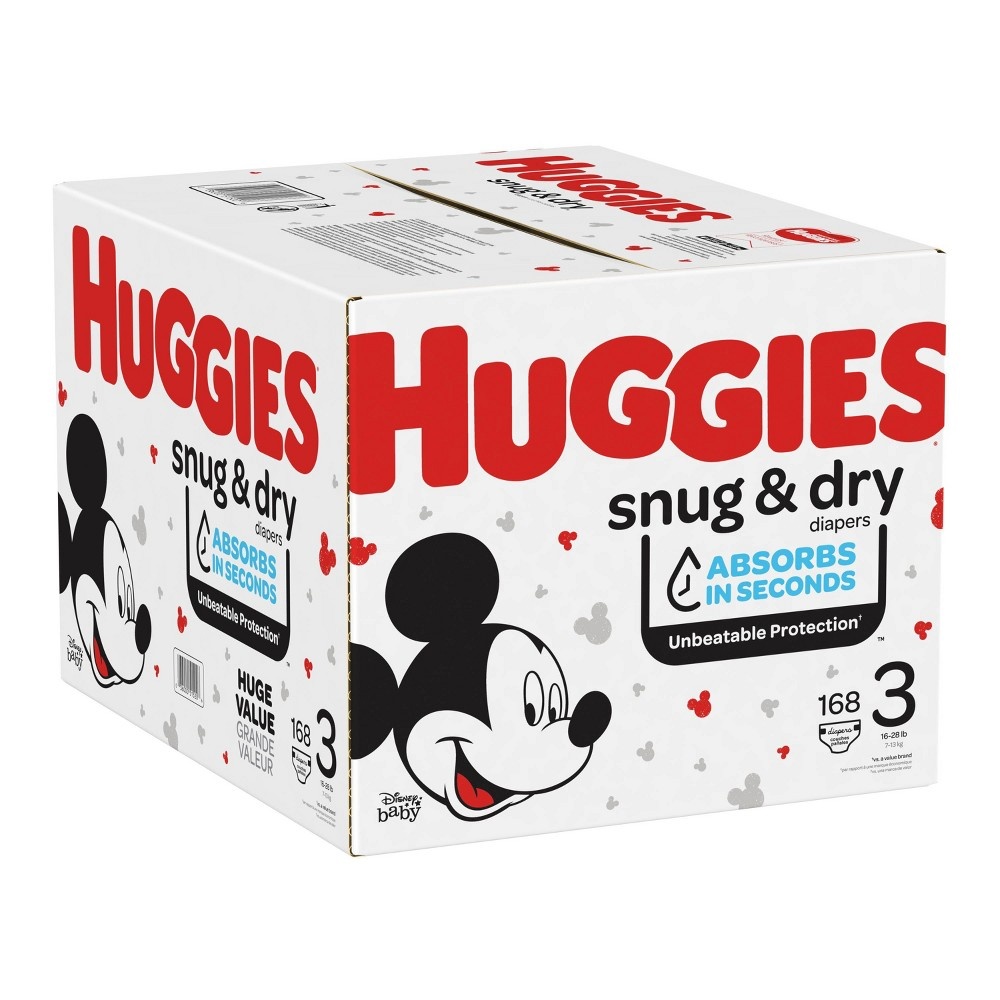 slide 3 of 5, Huggies Snug & Dry Disposable Diapers Huge Pack, 168 ct
