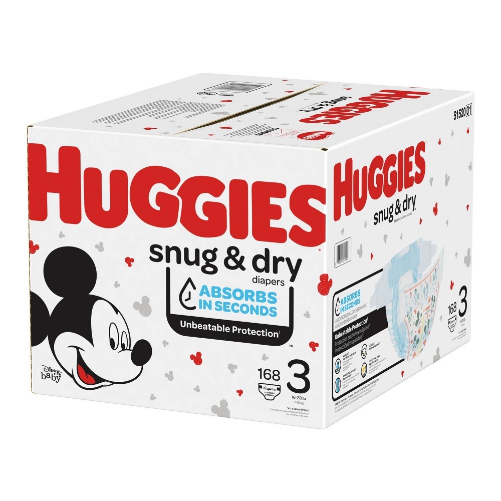 slide 4 of 5, Huggies Snug & Dry Disposable Diapers Huge Pack, 168 ct
