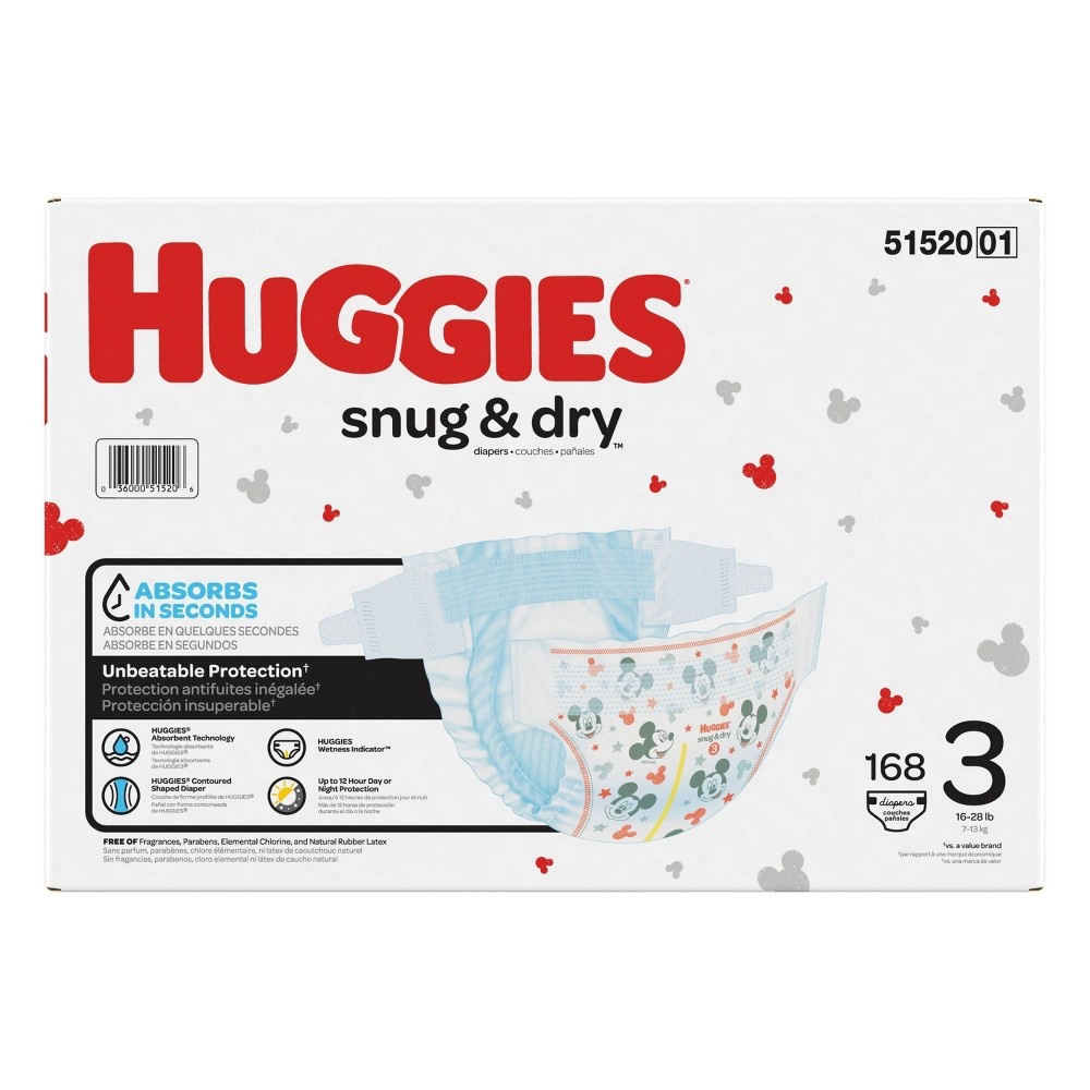 slide 5 of 5, Huggies Snug & Dry Disposable Diapers Huge Pack, 168 ct