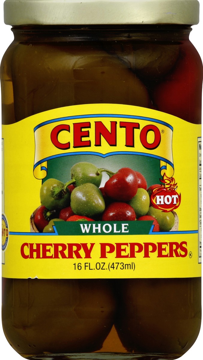 slide 2 of 2, Cento Whole Hot Cherry Peppers, 16 fl oz